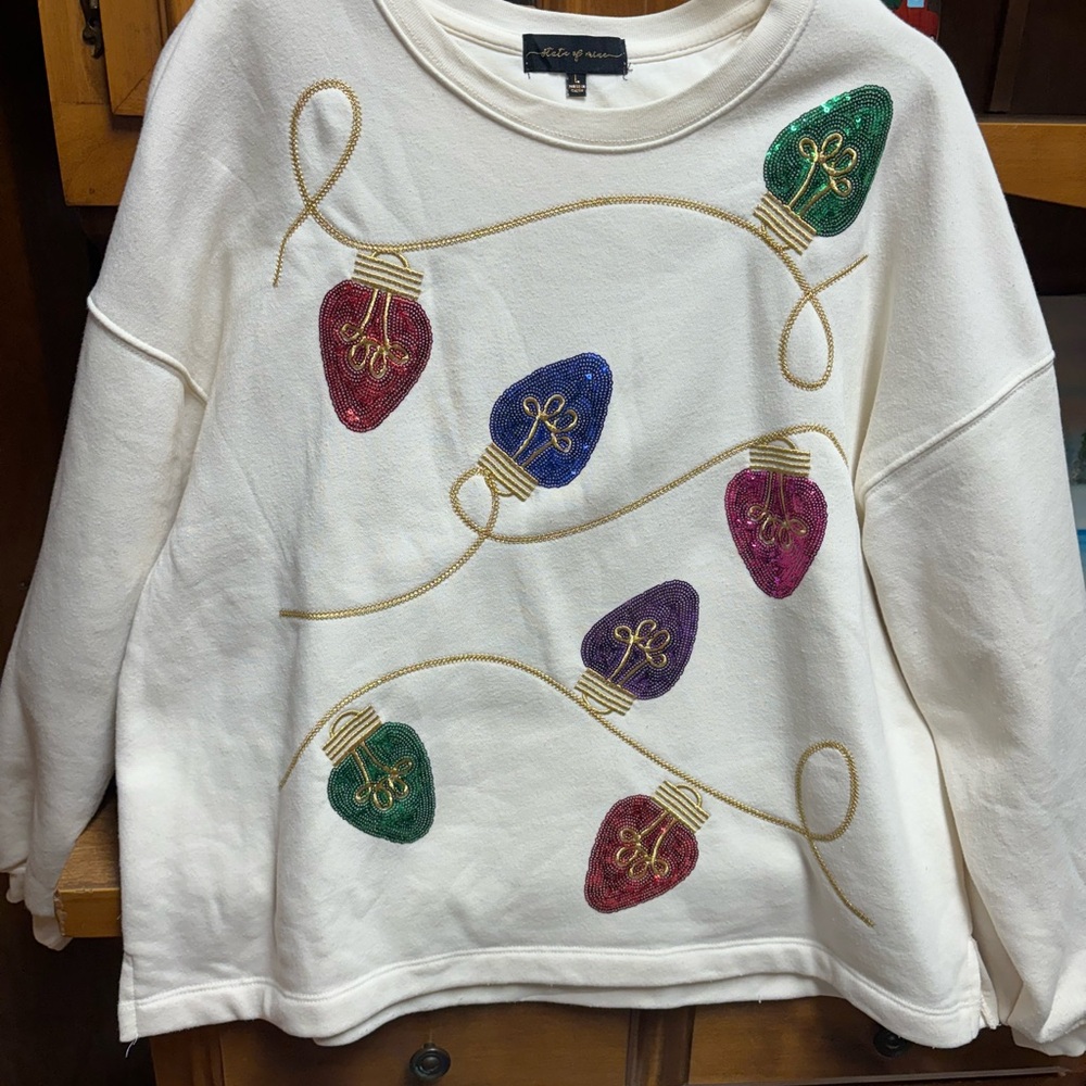NWT Festive Christmas Light Sequin Sweater